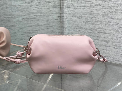CD Bow Pouch Light Pink Lambskin 286627