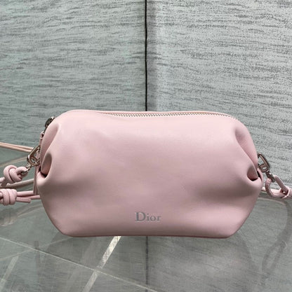 CD Bow Pouch Light Pink Lambskin 286627