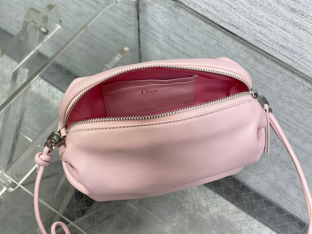 CD Bow Pouch Light Pink Lambskin 286627