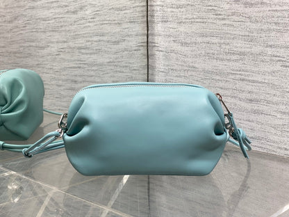 CD Bow Pouch Light Blue Lambskin 286629