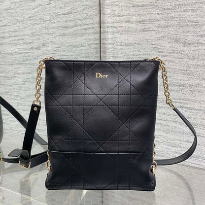Dior Small Vertical Bag Black Macrocannage Lambskin 286596