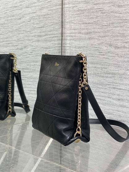 Dior Small Vertical Bag Black Macrocannage Lambskin 286596