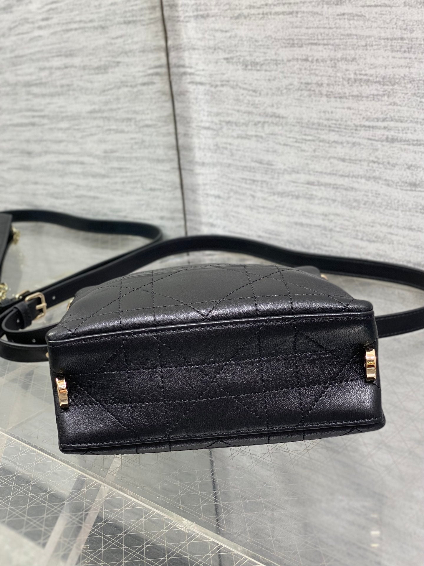 Dior Small Vertical Bag Black Macrocannage Lambskin 286596