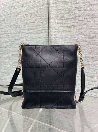 Dior Small Vertical Bag Black Macrocannage Lambskin 286596
