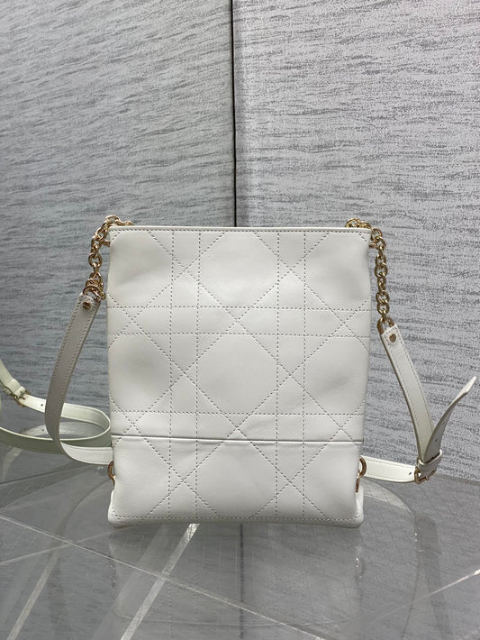 Dior Small Vertical Bag White Macrocannage Lambskin 286606