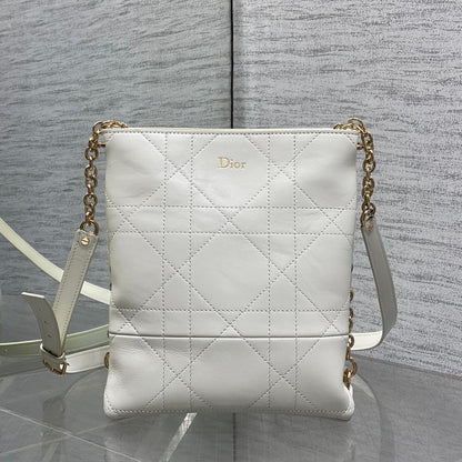 Dior Small Vertical Bag White Macrocannage Lambskin 286606