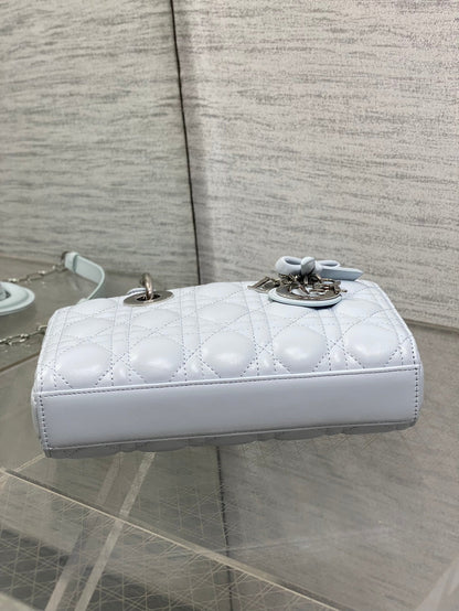 Dior 2026 Bow D-Joy Micro Bag 22cm Glacier Blue Lambskin