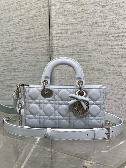 Dior 2026 Bow D-Joy Micro Bag 22cm Glacier Blue Lambskin