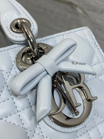 Dior 2026 Bow D-Joy Micro Bag 22cm Glacier Blue Lambskin