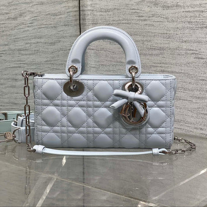 Dior 2026 Bow D-Joy Micro Bag 22cm Glacier Blue Lambskin