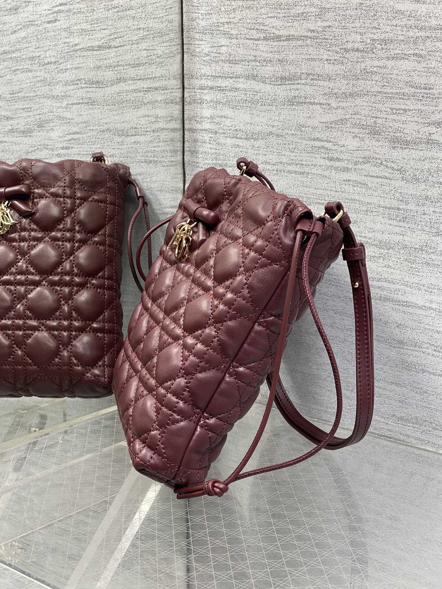 CD Adiorable Mini Bucket Bag Burgundy Lambskin 286633
