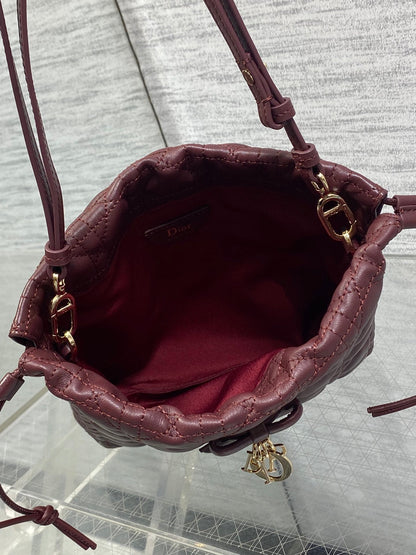 CD Adiorable Mini Bucket Bag Burgundy Lambskin 286633