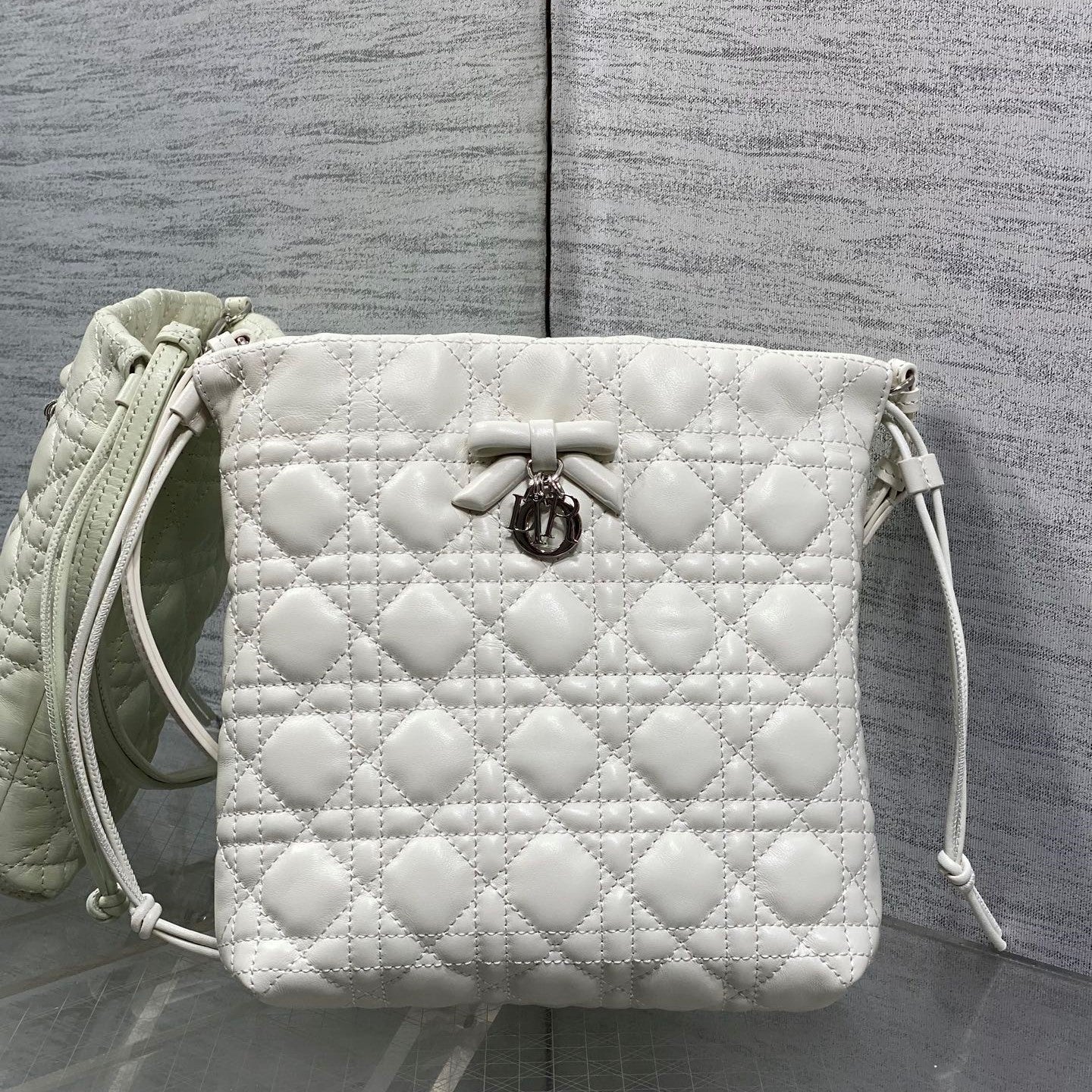 CD Adiorable Mini Bucket Bag White Lambskin 286635