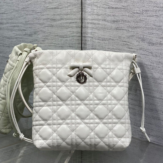 CD Adiorable Mini Bucket Bag White Lambskin 286635