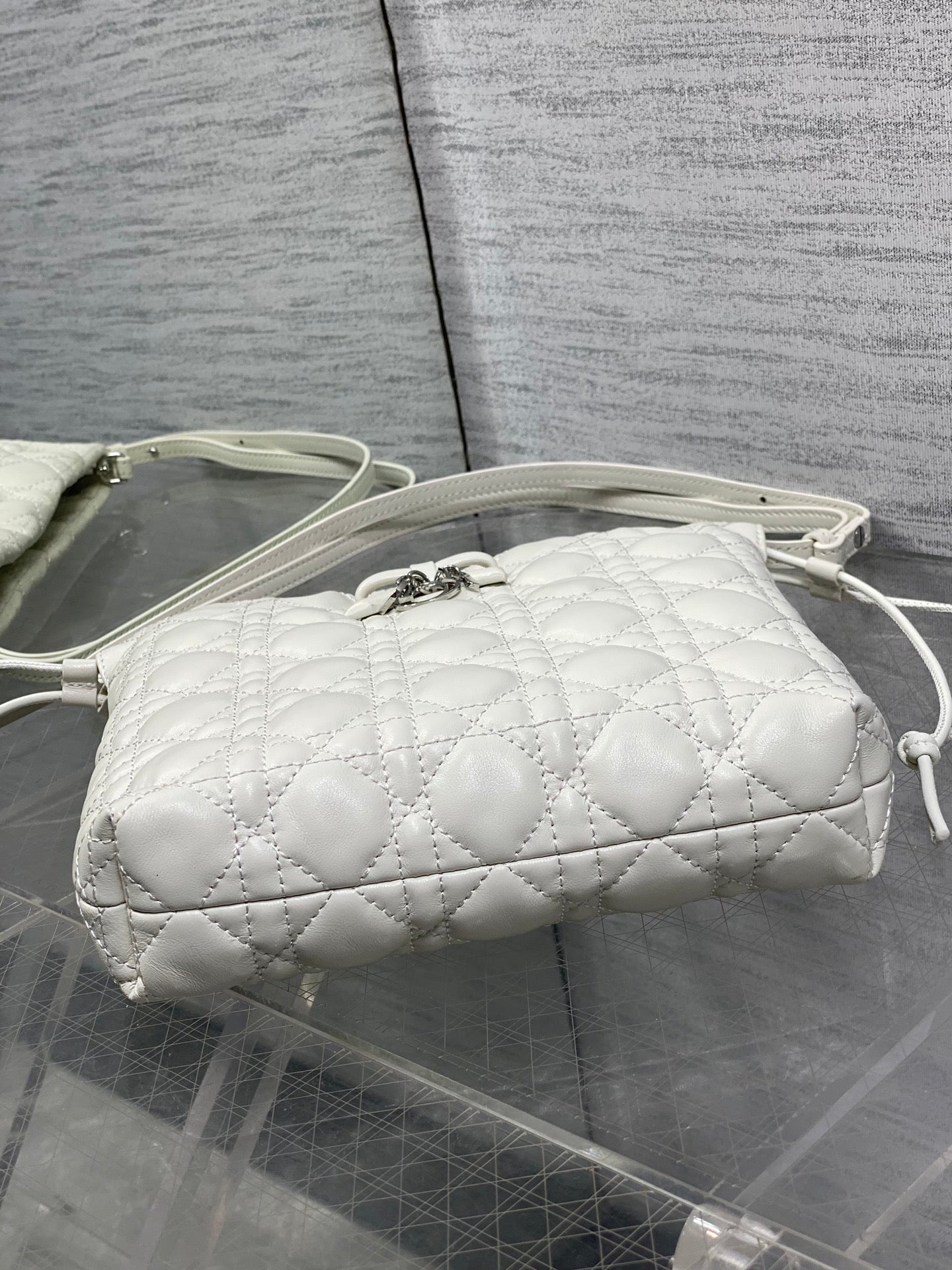 CD Adiorable Mini Bucket Bag White Lambskin 286635