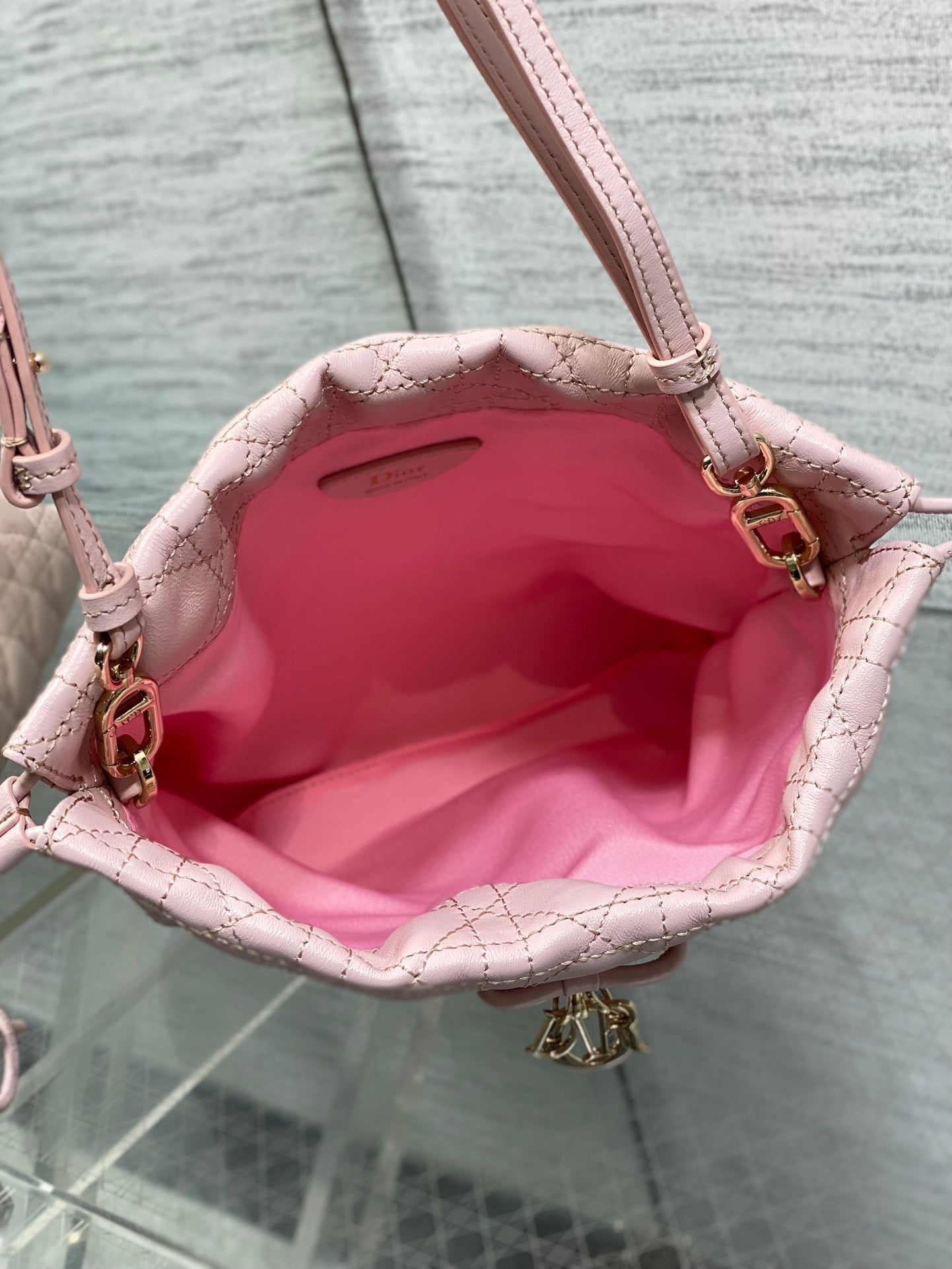 CD Adiorable Mini Bucket Bag Light Pink Lambskin 286637