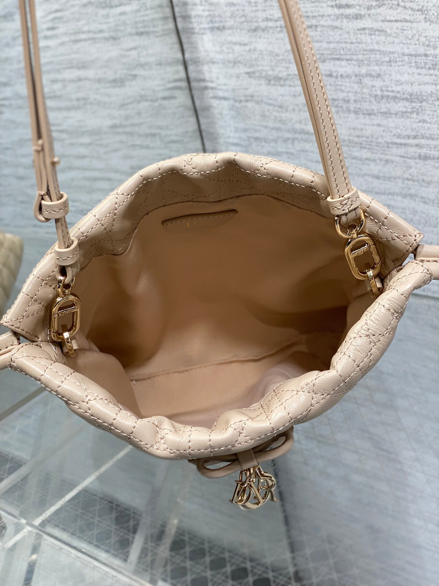 CD Adiorable Mini Bucket Bag Beige Lambskin 286639