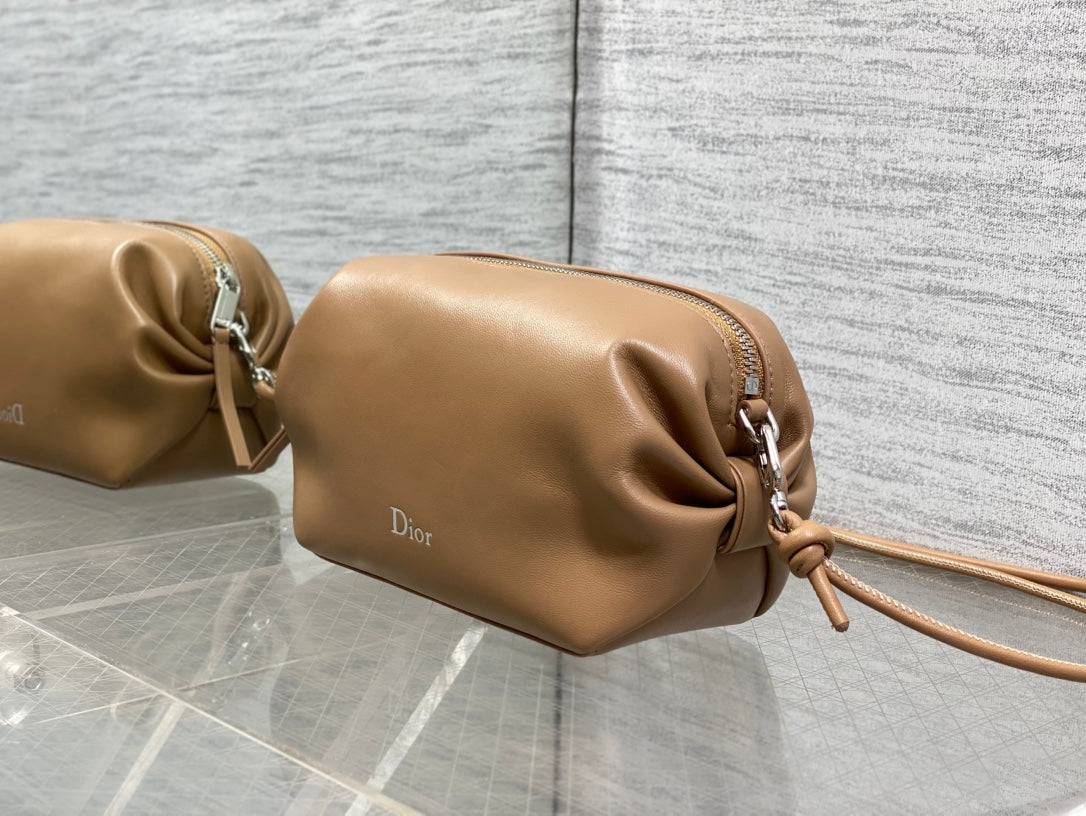 CD Bow Pouch Camel Lambskin 286631