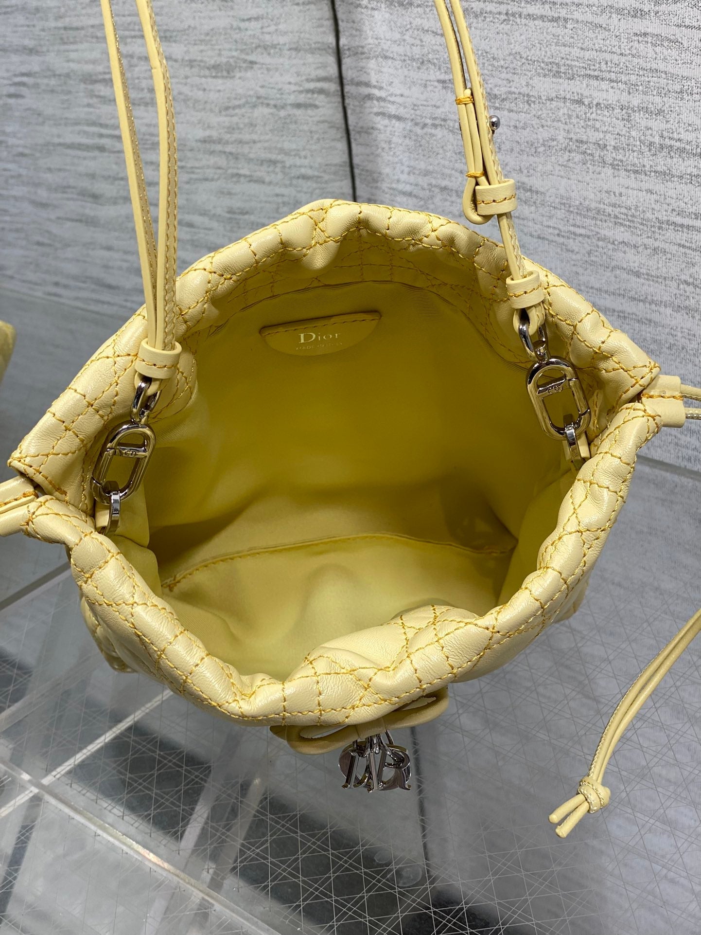 CD Adiorable Mini Bucket Bag Yellow Lambskin 286645