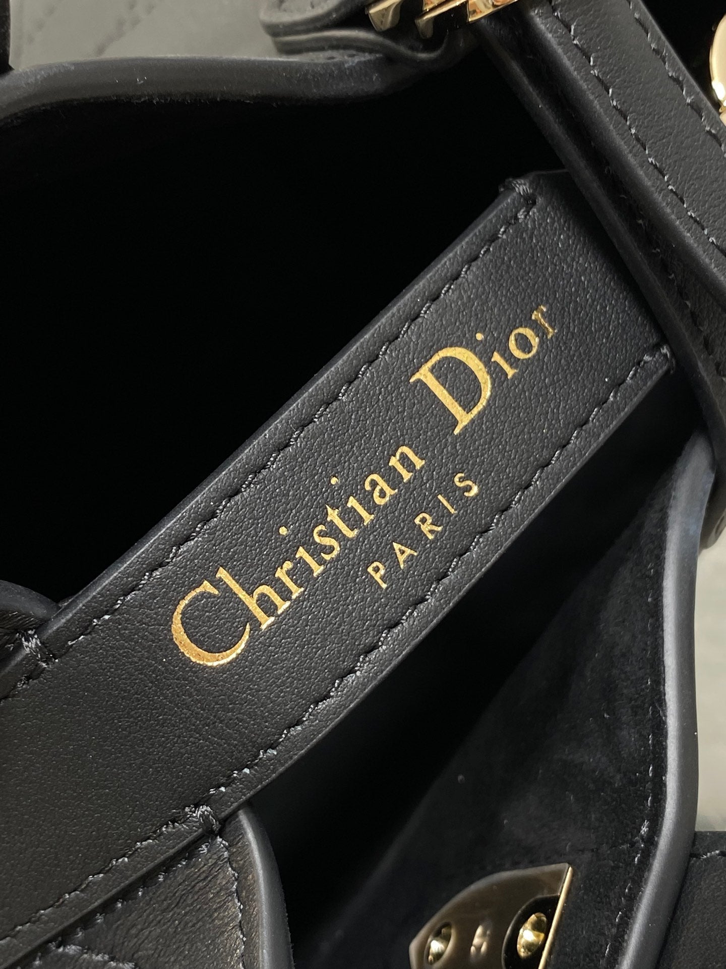 CD Toujours Bag 18cm Black Macrocannage Lambskin 286515