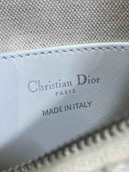 Dior 2026 Diorling 19cm Bag White Grey Cotton Calfskin 289144