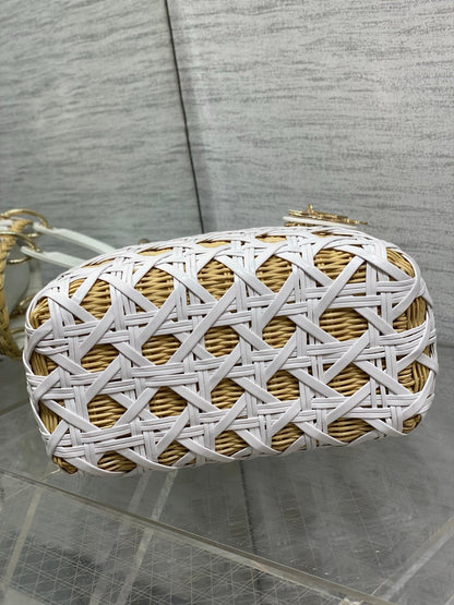Dior 2026 Wicker Cannage Bag 24cm Leather Rattan 355285
