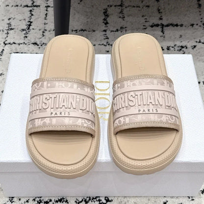 Dior 2026 Embroidered Platform Sandals Fabric Leather 924817