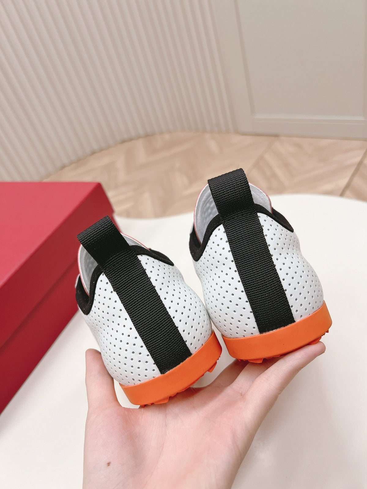 Chromathon Sneaker In White Perforated Lambskin 104153