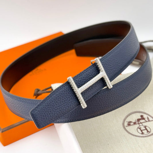 HM 32mm Hisseo belt & Reversible Navy Blue leather 186452