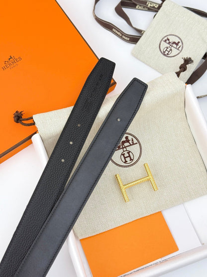 HM 32mm Gold Hisseo belt & Reversible Black leather 186448