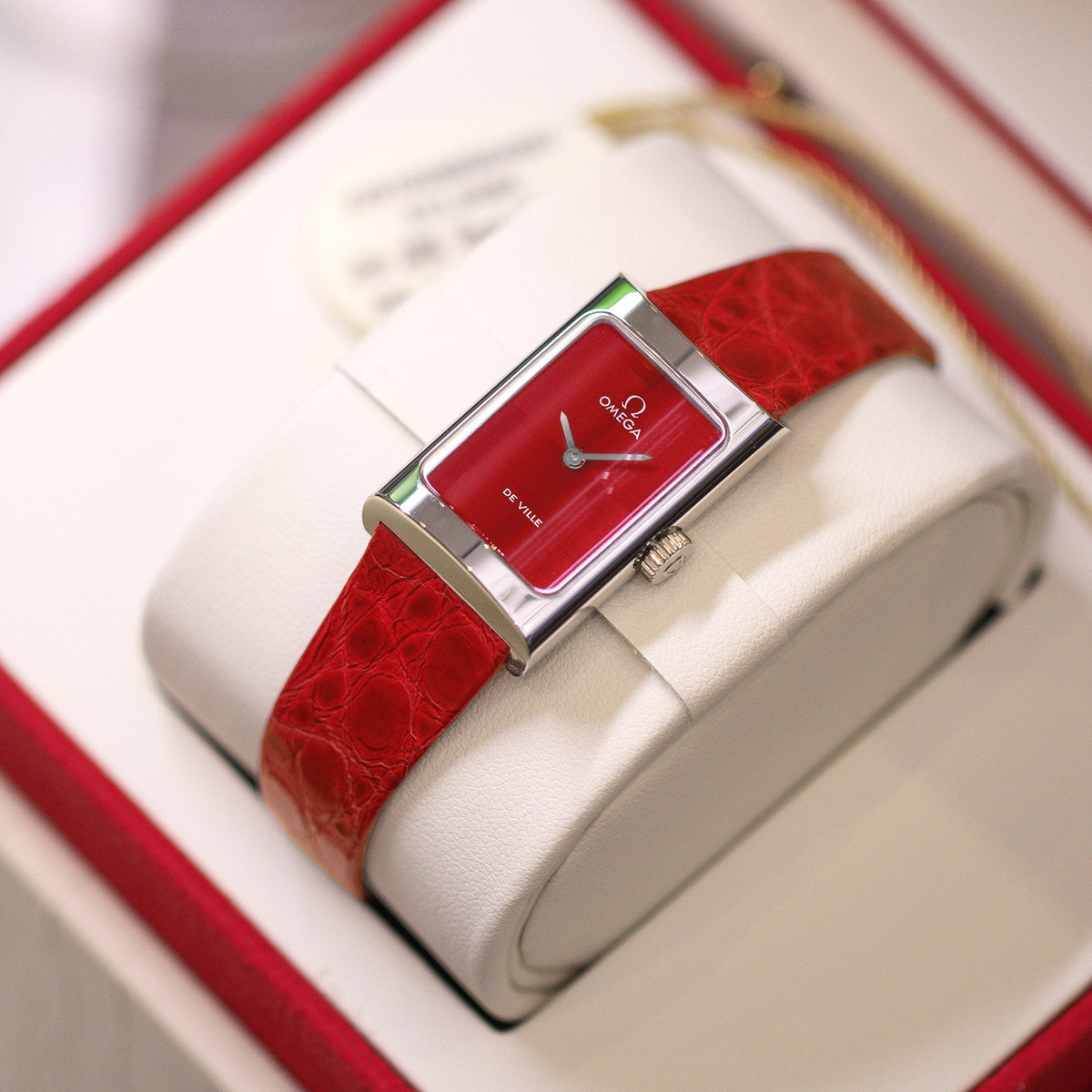 Omega De Ville 26.12mm Silver Red Dial