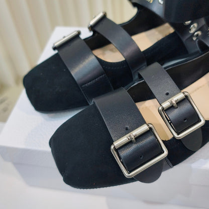 CD 26s Punk Ballet Flats Black Suede 927875