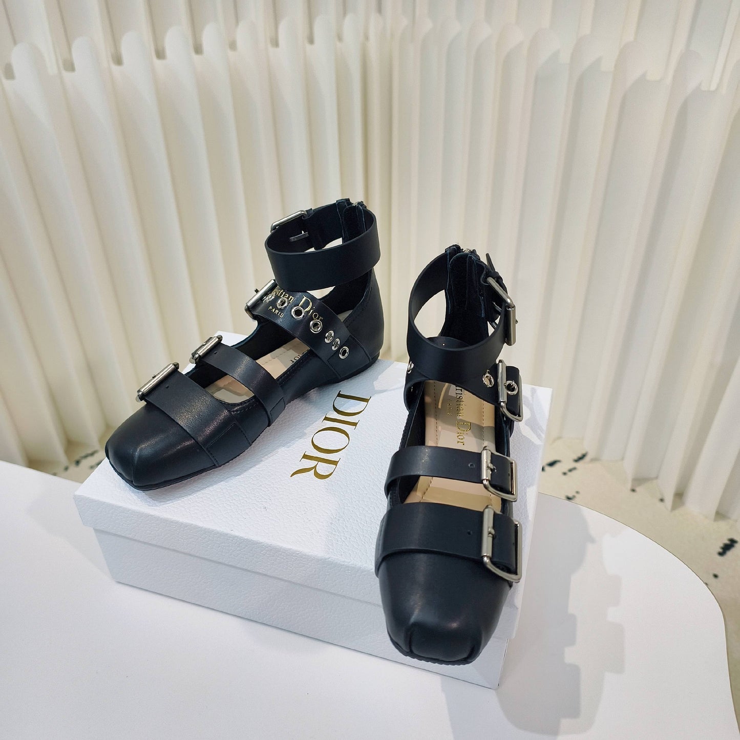 CD 26s Punk Ballet Flats Black Leather 927876