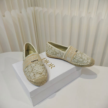 CD Granville Espadrilles Cream Cannage Tweed Sequin 632505
