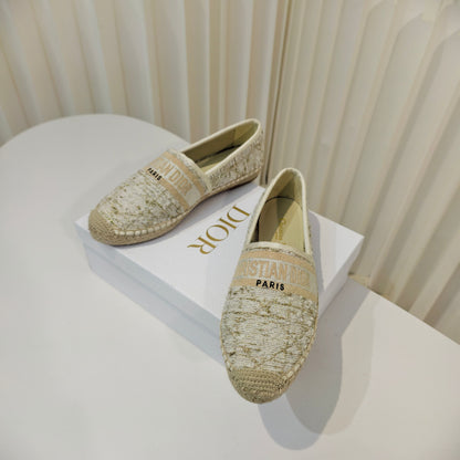 CD Granville Espadrilles Cream Cannage Tweed Sequin 632505