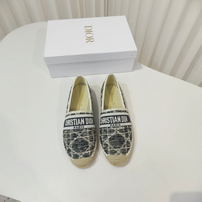 CD Granville Espadrilles Beige Black Cannage Tweed Sequin 632506