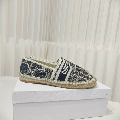 CD Granville Espadrilles Beige Black Cannage Tweed Sequin 632506