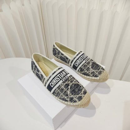 CD Granville Espadrilles Beige Black Cannage Tweed Sequin 632506