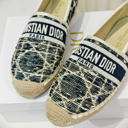 CD Granville Espadrilles Beige Black Cannage Tweed Sequin 632506