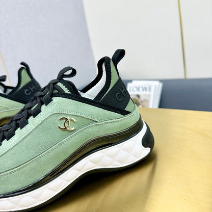CC 26s Low-Top Chunky Sneakers Mint Green Suede Mesh Textile 980834