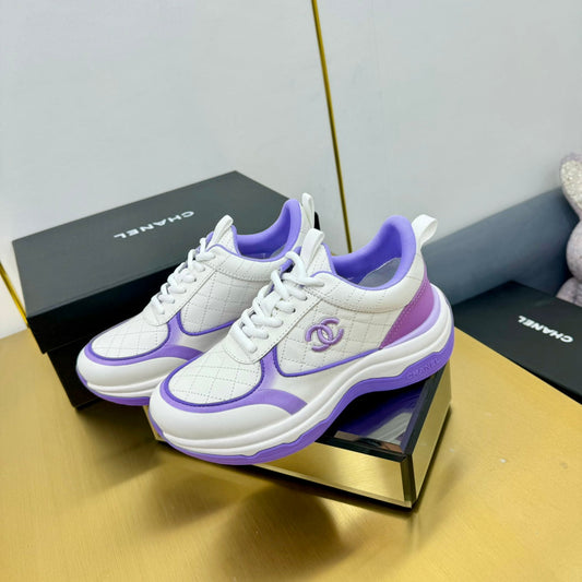 CC 26s Metallic Casual Sneakers White Purple Mesh Leather 981386