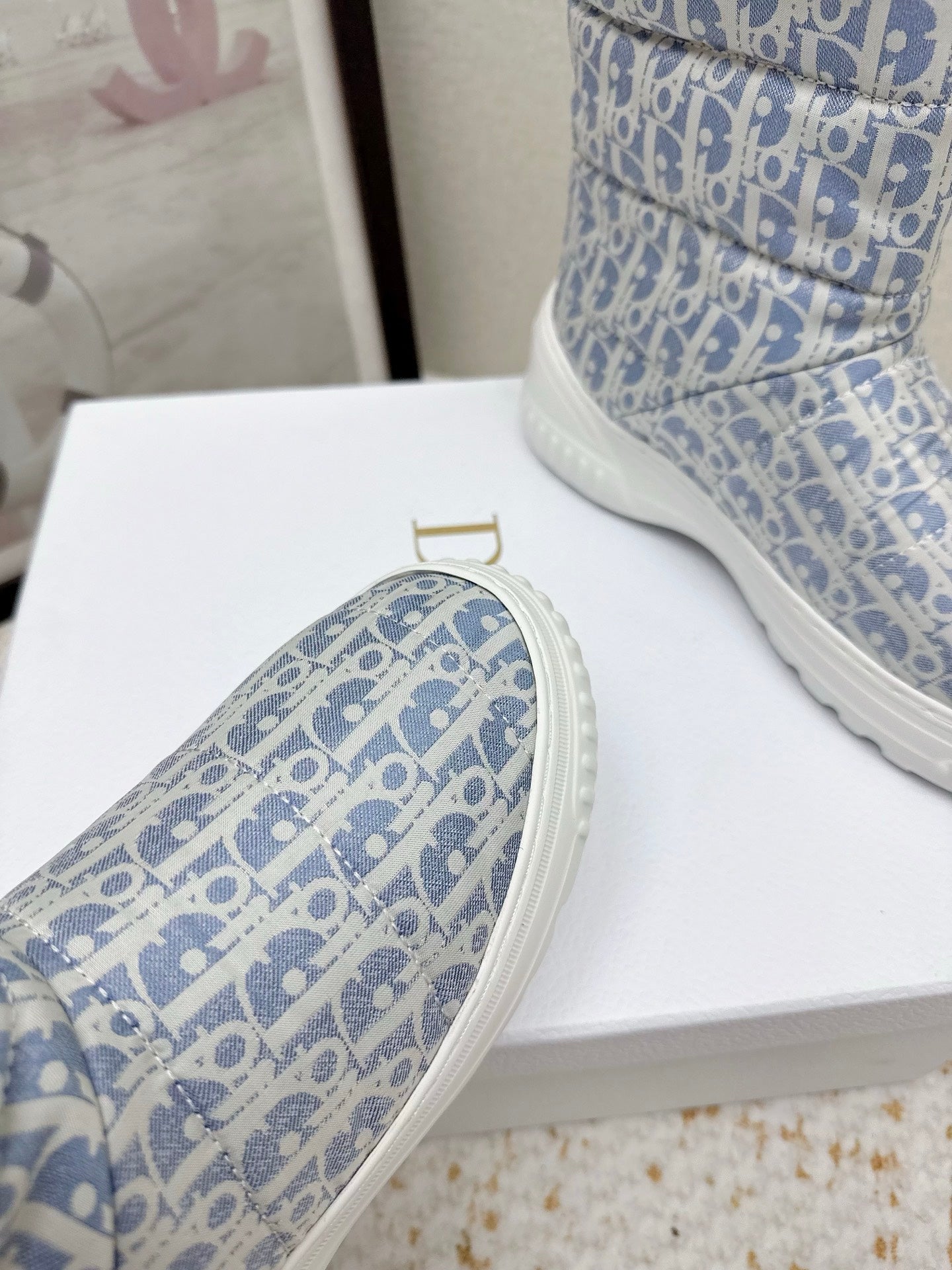 CD Alps Frost Ankle Boot Chambray Blue Oblique Quilted Nylon 530134