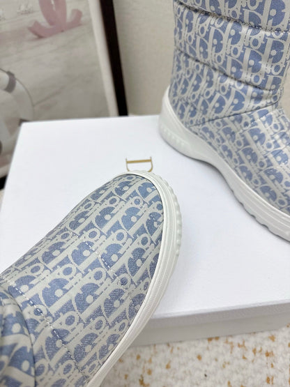 CD Alps Frost Ankle Boot Chambray Blue Oblique Quilted Nylon 530134