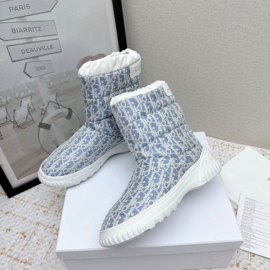 CD Alps Frost Ankle Boot Chambray Blue Oblique Quilted Nylon 530134