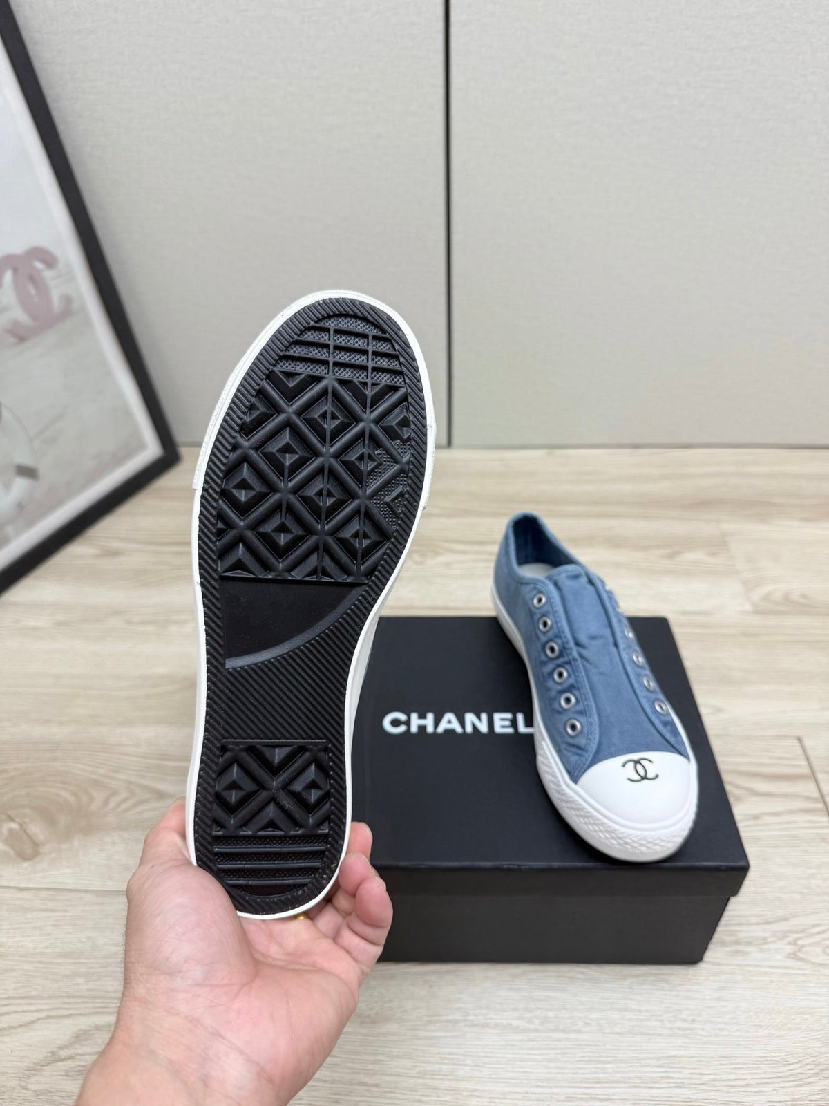 CC 26s Laceless Sneakers White Blue Canvas Rubber 940857