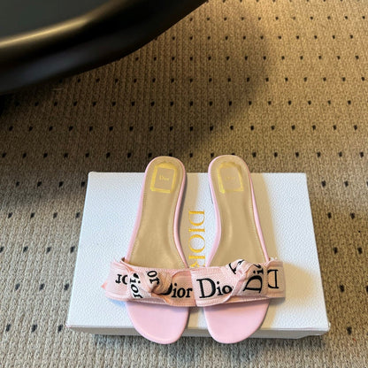 CD 26s J'Adior Slide Soupir Pink Embroidered Cotton 820049