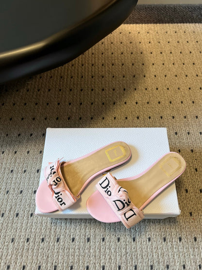 CD 26s J'Adior Slide Soupir Pink Embroidered Cotton 820049