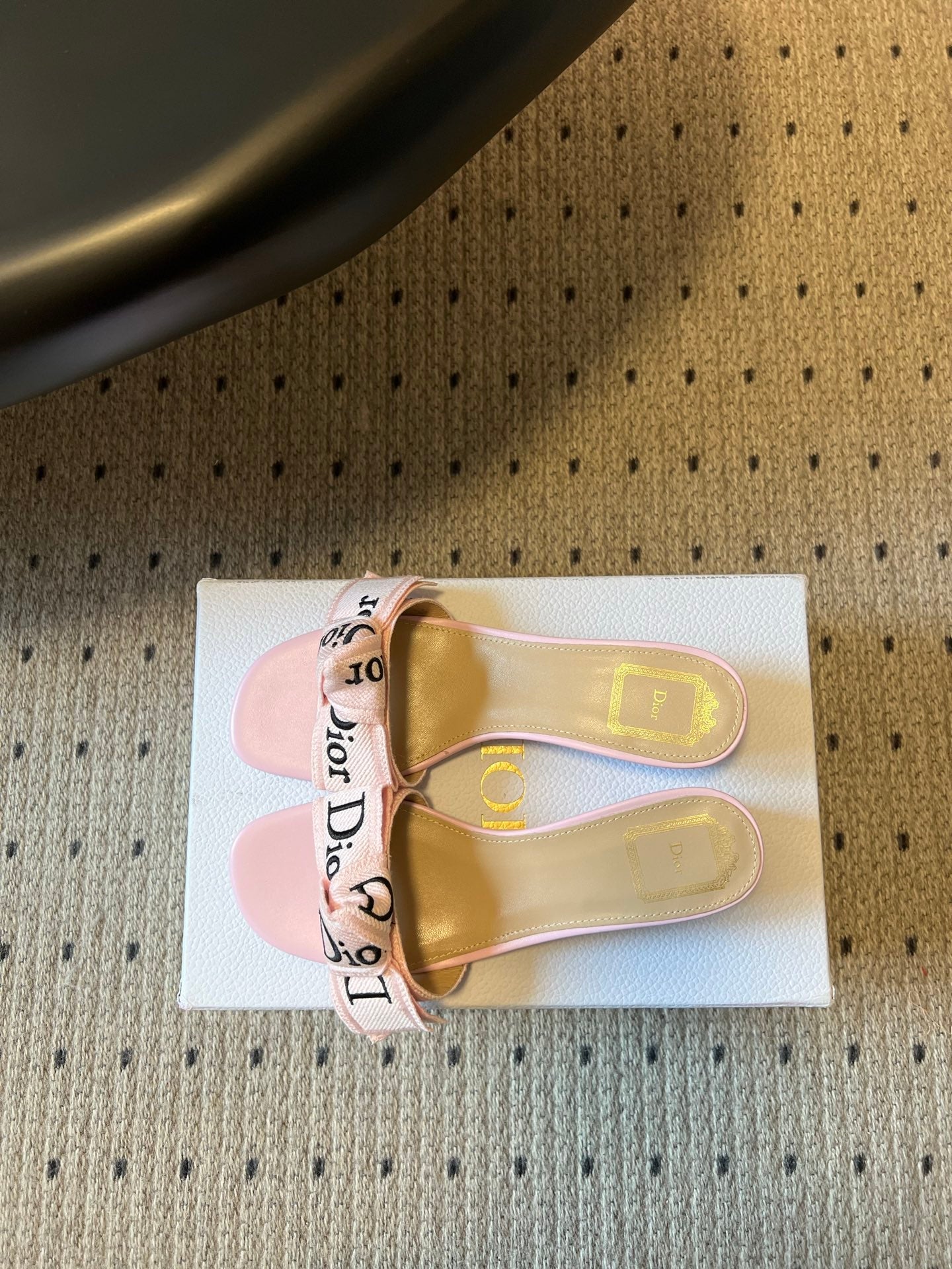 CD 26s J'Adior Slide 4cm Soupir Pink Embroidered Cotton 820046