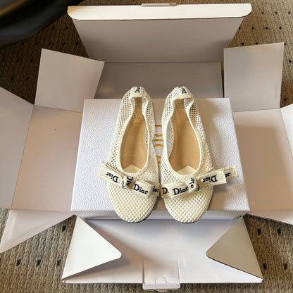 CD 26s J'Adior Ballet Flat Cream Mesh 903404