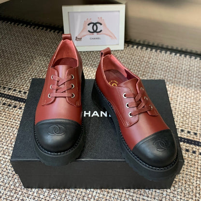 CC 26s Platform Oxfords Shoe Black Burgundy Cowhide 965869